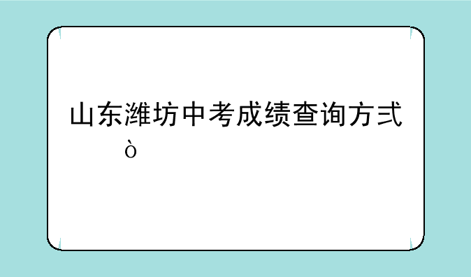 山东潍坊中考成绩查询方式？