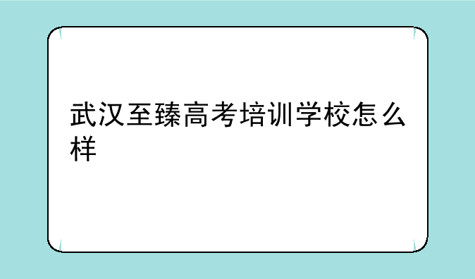 武汉至臻高考培训学校怎么样