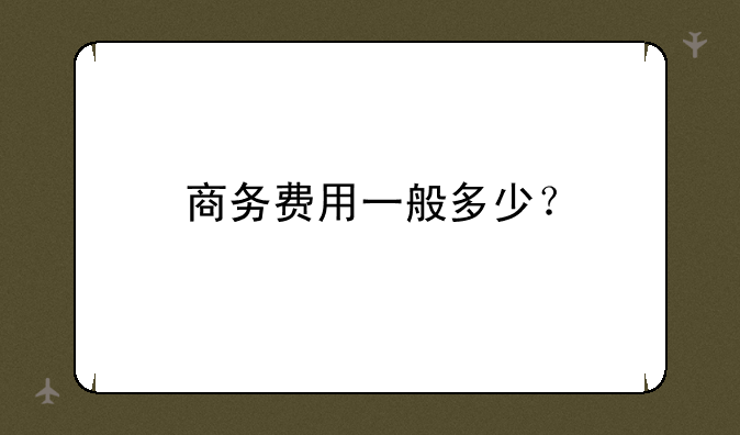商务费用一般多少？