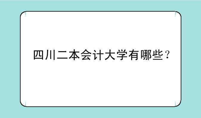 四川二本会计大学有哪些？