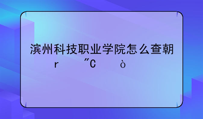 滨州科技职业学院怎么查期末成绩？