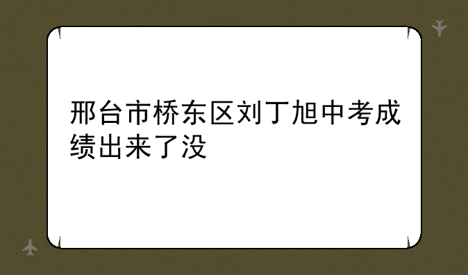 邢台市桥东区刘丁旭中考成绩出来了没