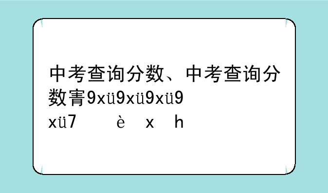中考查询分数、中考查询分数密码是什么