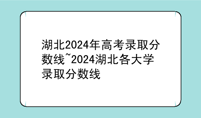 湖北2024年高考录取分数线~2024湖北各大学录取分数线